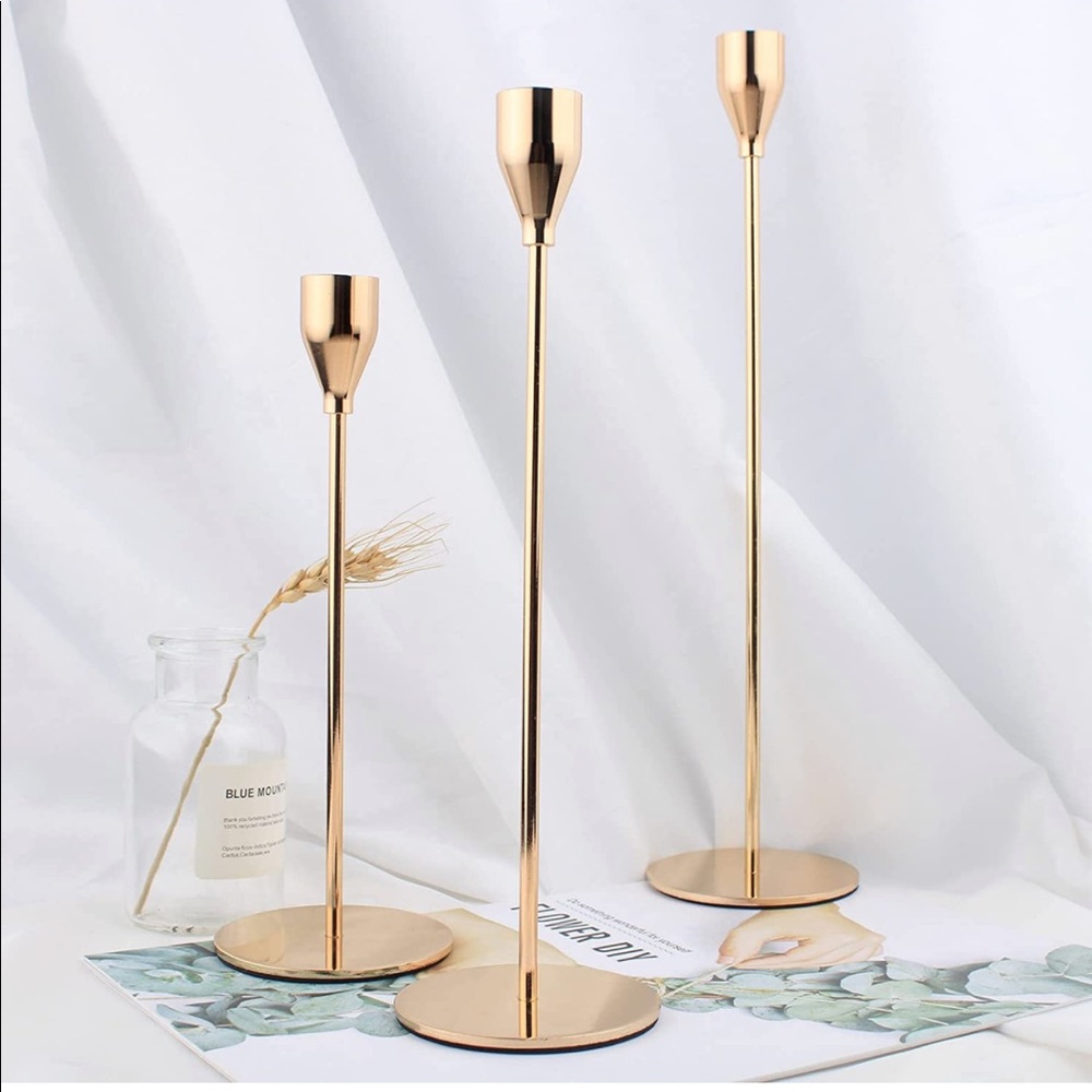 CELAINER Set of 3 candle holders for conical candles